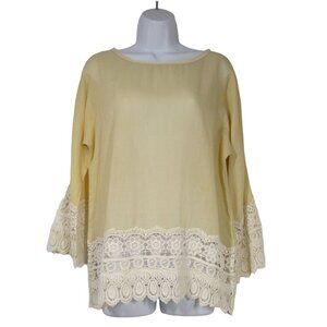 Cottagecore NWT M Crochet Lace Romantic Demure Fairy Top Blouse Pastel Freymann